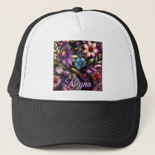 Garten-Kitty-Katze-Blumen-Abstrakt-Personalisiert Truckerkappe