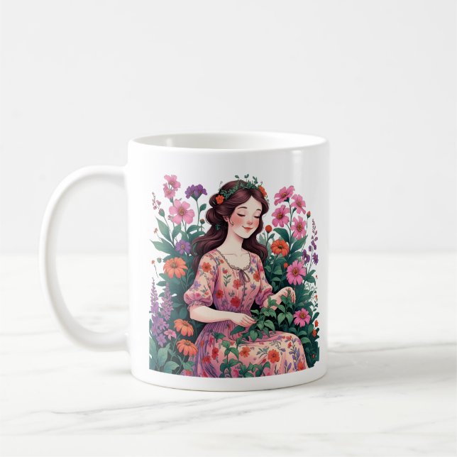 Garten Königin | Florale Gärtnerin Ästhetik Kaffeetasse (Links)