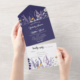 Garten-Lavendel & Wildblumen Rustikale Hochzeit A All In One Einladung