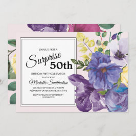 Garten Lila Gelb Rosa Blüte 50. Geburtstag Einladung