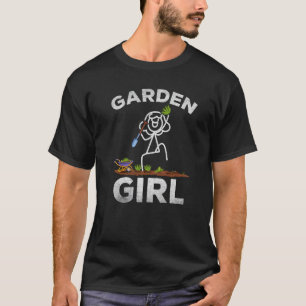 Garten Mädchen Stickfigur Gärtnerin Pflanzen Mädch T-Shirt