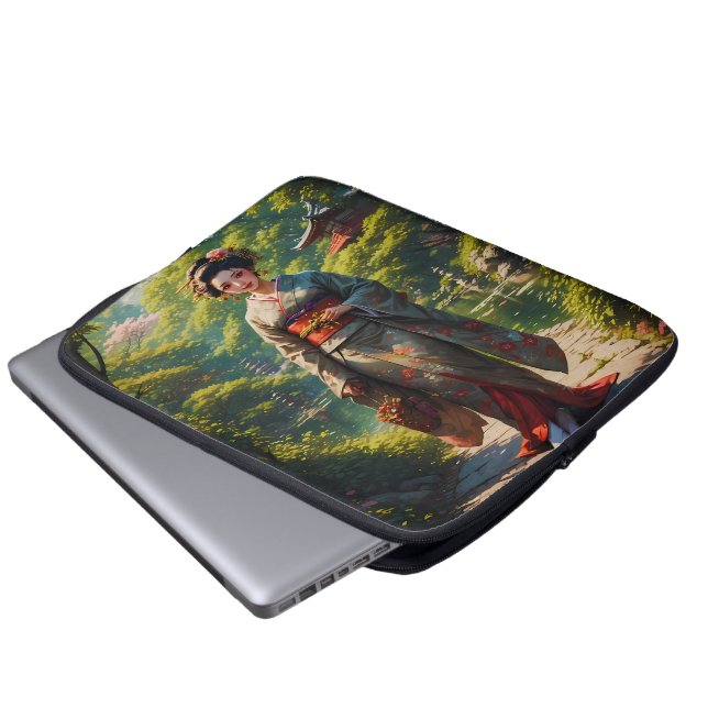 Garten-Maiden Laptopschutzhülle (Vorne Knopf)