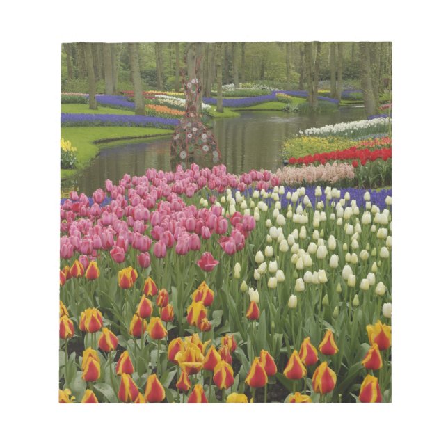 Garten mit Blumen und Blumen, Keukenhof Gardens, Notizblock (Vorderseite)