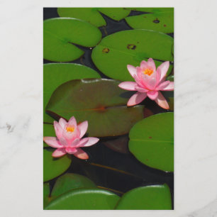 Garten mit Blütenblumen, Rosa Lotus, Briefpapier