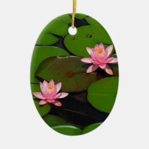 Garten mit Blütenblumen, Rosa Lotus, Keramik Ornament