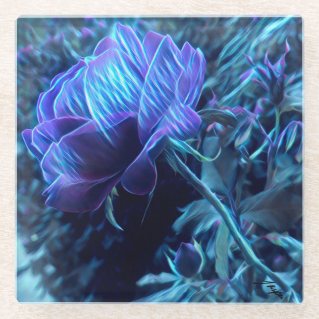 Garten mit elektrischer Rose Glasuntersetzer (Vorderseite)