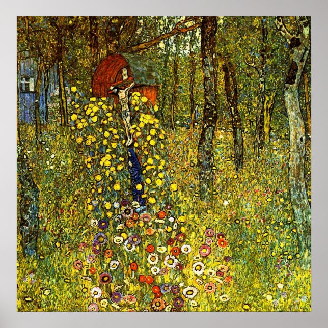Garten mit Kruzifix von Gustav Klimt Poster (Vorne)