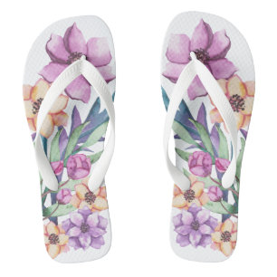 Garten mit lila und goldenen Blumen Flip Flops