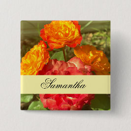 Garten mit orangefarbenen und roten Blumen Button