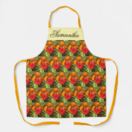 Garten mit orangefarbenen und roten Blumen Schürze