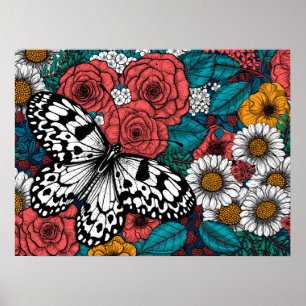 Garten mit Papierkissen Poster