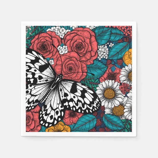 Garten mit Papierkissen Serviette (Vorderseite)