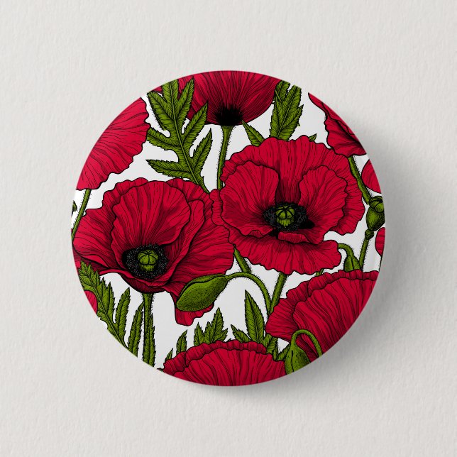 Garten mit rotem Mohn 2 Button (Vorderseite)
