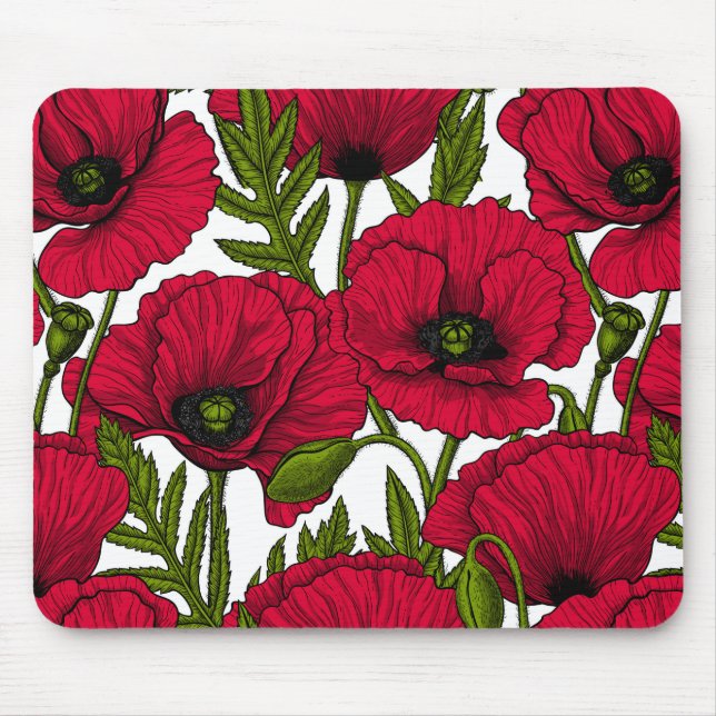 Garten mit rotem Mohn 2 Mousepad (Vorne)