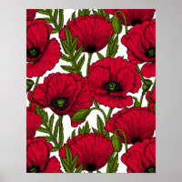 Garten mit rotem Mohn 2