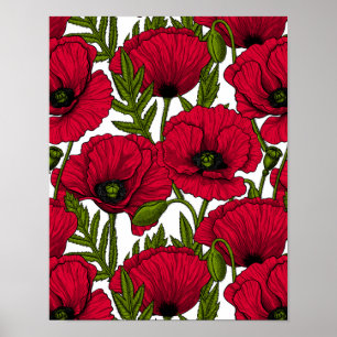 Garten mit rotem Mohn 2 Poster