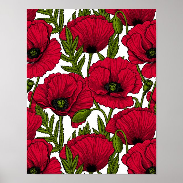 Garten mit rotem Mohn 2 Poster (Vorne)