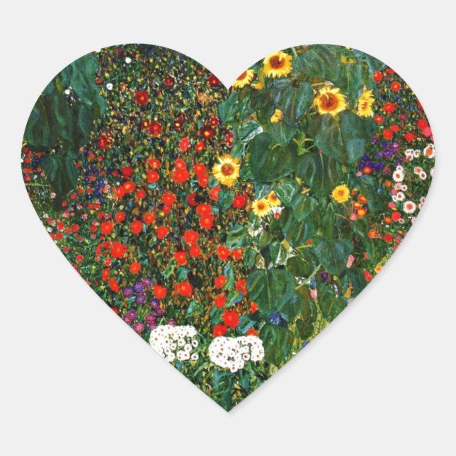 Garten mit Sonnenblumen Herz-Aufkleber (Vorderseite)