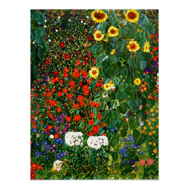 Garten mit Sonnenblumen Poster (Vorderseite)