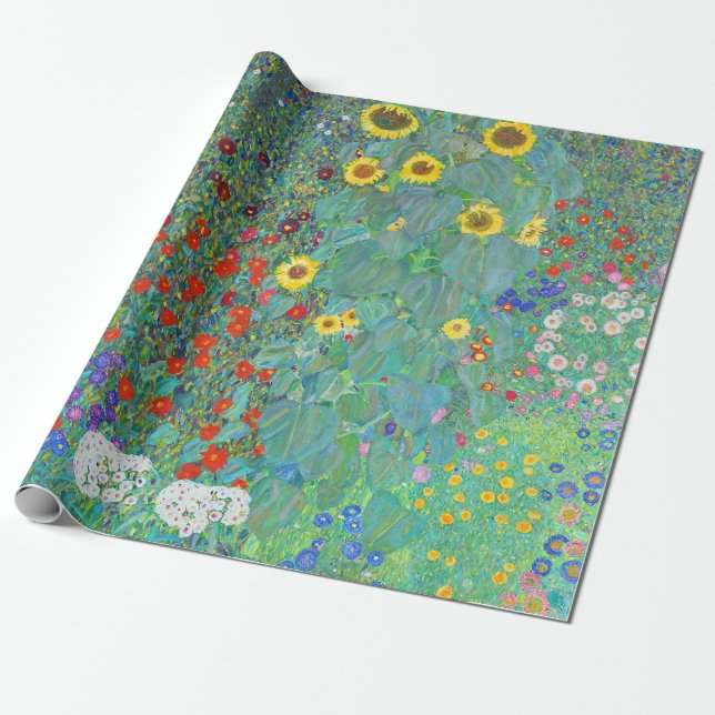 Garten mit Sonnenblumen von Gustav Klimt    Geschenkpapier (Ungerollt)