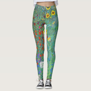 Garten mit Sonnenblumen von Gustav Klimt Leggings