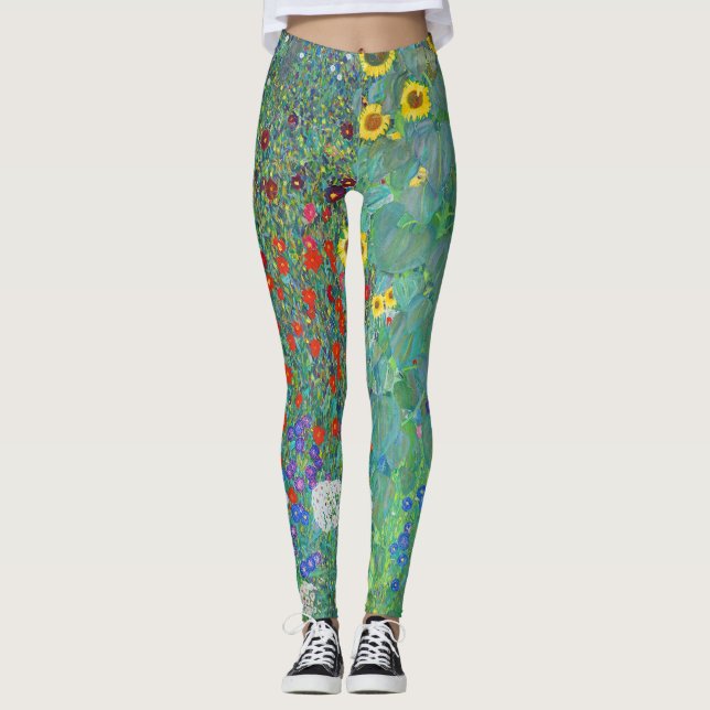 Garten mit Sonnenblumen von Gustav Klimt Leggings (Vorderseite)