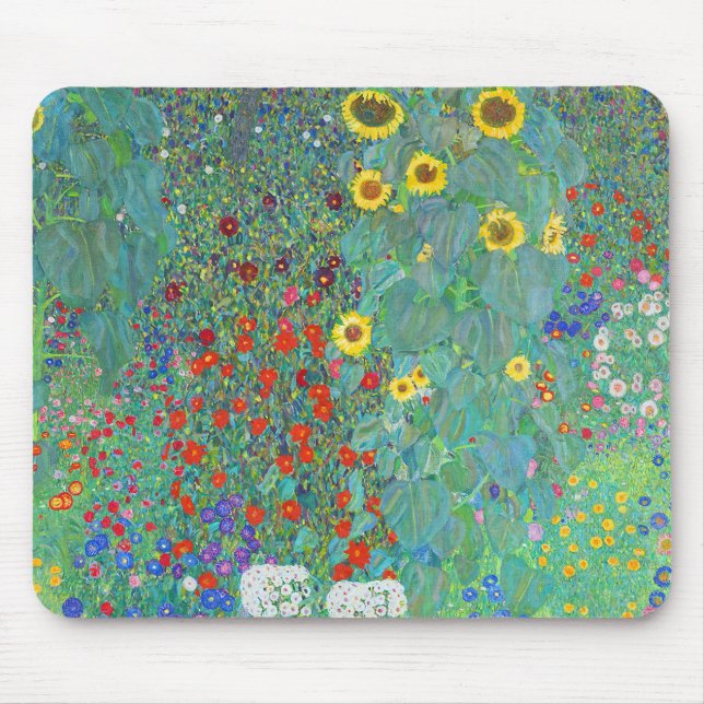 Garten mit Sonnenblumen von Gustav Klimt Mousepad (Vorne)
