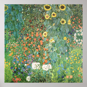 Garten mit Sonnenblumen von Gustav Klimt Poster