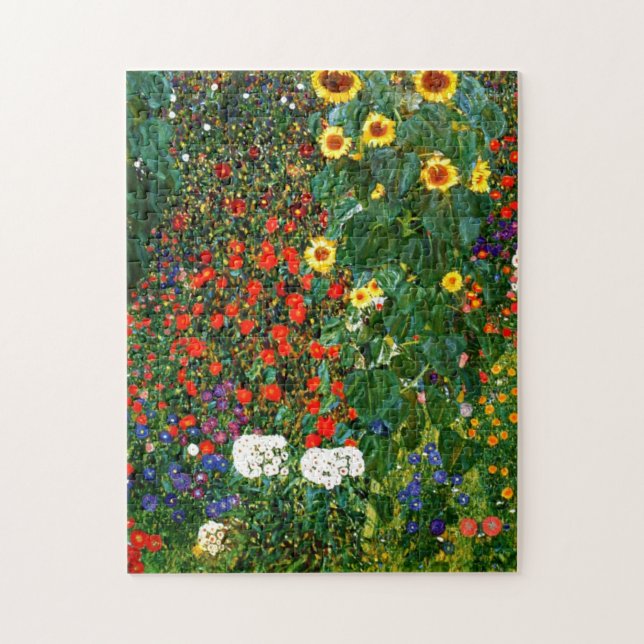 Garten mit Sonnenblumen von Gustav Klimt Puzzle (Vertikal)