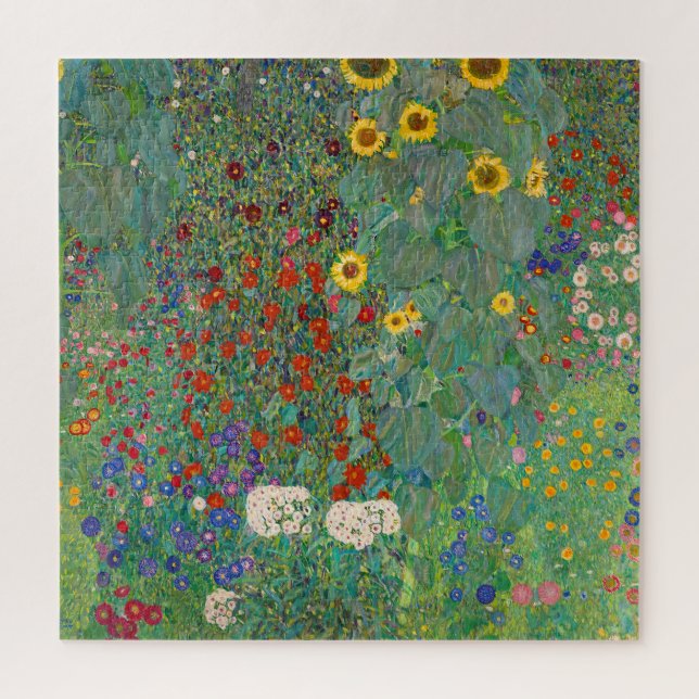 Garten mit Sonnenblumen von Gustav Klimt Puzzle (Vertikal)