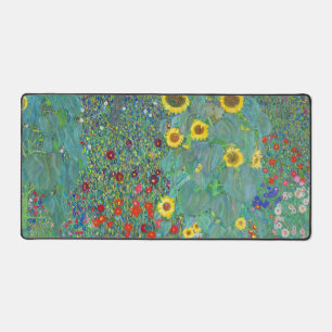 Garten mit Sonnenblumen von Gustav Klimt Schreibtischunterlage