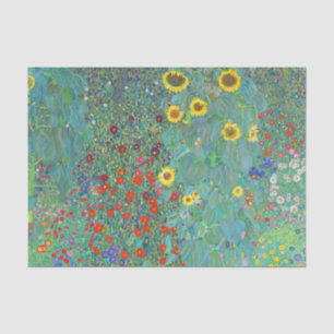 Garten mit Sonnenblumen von Gustav Klimt Seidenpapier