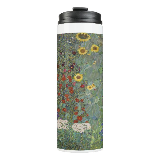 Garten mit Sonnenblumen von Gustav Klimt Thermosbecher (Vorderseite)
