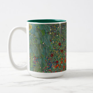 Garten mit Sonnenblumen von Gustav Klimt Zweifarbige Tasse