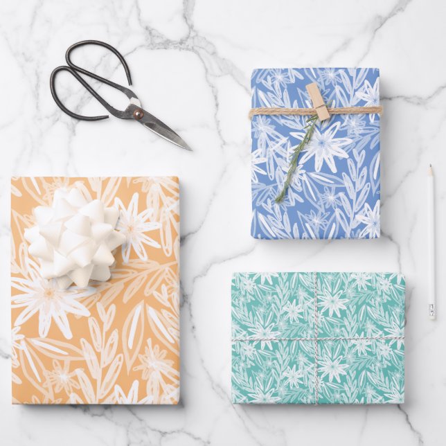 Garten mit weißer Wildblume Geschenkpapier Set (Vorderseite)