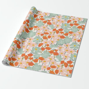 Garten mit wunderschönen handgezeichnet Blume in R Geschenkpapier
