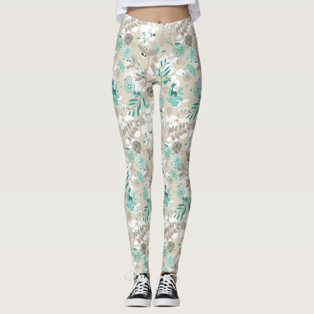 Garten-Muster Leggings (Vorderseite)