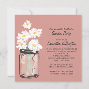 Garten-Party-Maurer-Glas u. weiße Gänseblümchen Einladung