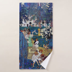 Garten Party mit Hund & Katze, Jessie Willcox Smit Badehandtuch