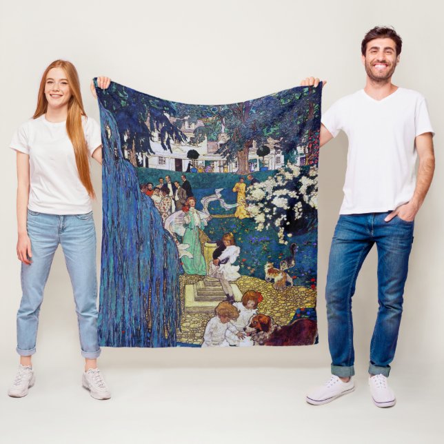 Garten Party mit Hund & Katze, Jessie Willcox Smit Fleecedecke (Beispiel)