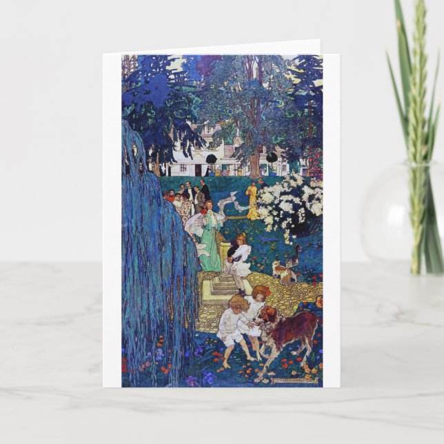 Garten Party mit Hund & Katze, Jessie Willcox Smit Karte (Vorderseite)