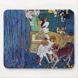 Garten Party mit Hund & Katze, Jessie Willcox Smit Mousepad