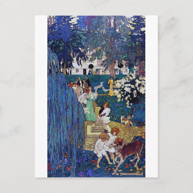 Garten Party mit Hund & Katze, Jessie Willcox Smit Postkarte (Vorderseite)