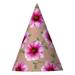 Garten-Party-Rosa-Blume auf irgendeiner Farbe Partyhütchen