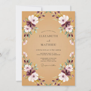Garten-Pflaume-Ocker-Petal-Hochzeit Einladung
