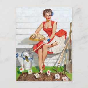 Garten Pin Up Postkarte