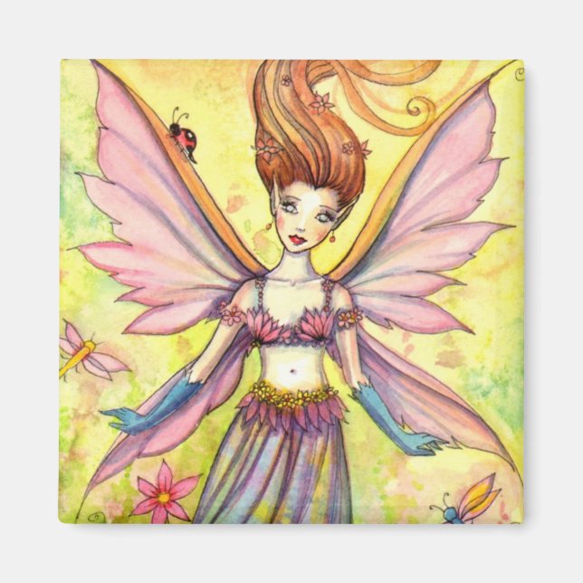 Garten Pixie Fee und Marienkäfer Magnet (Vorne)