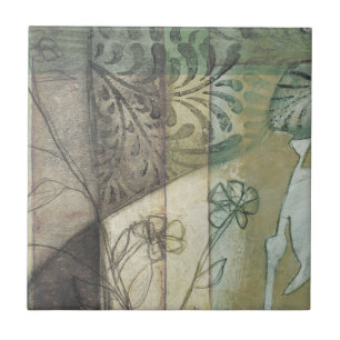 Garten-Platte mit Blätter, Blumen und Gras Fliese