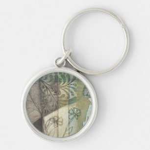 Garten-Platte mit Blätter, Blumen und Gras Schlüsselanhänger