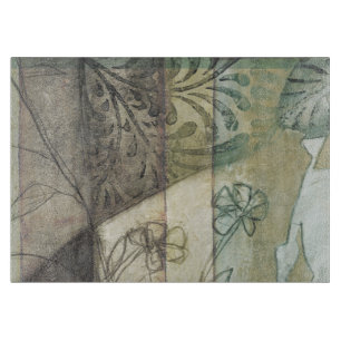 Garten-Platte mit Blätter, Blumen und Gras Schneidebrett